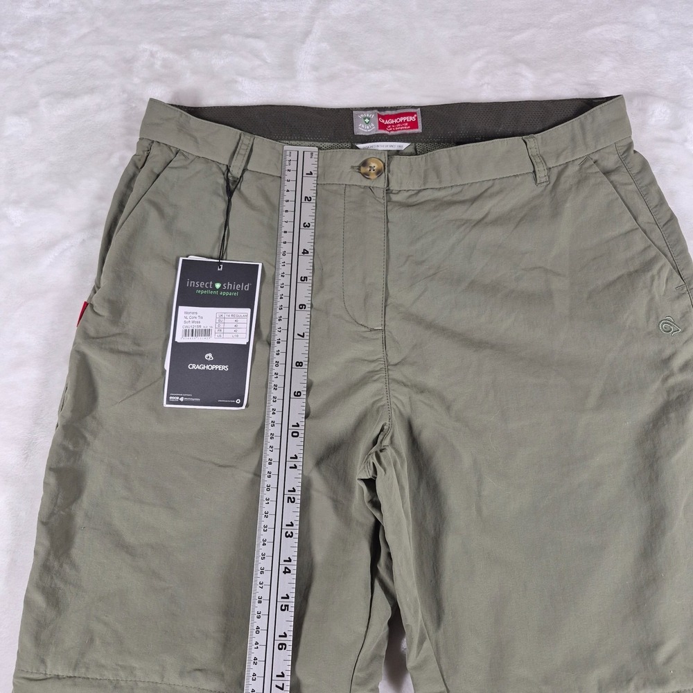 Craghoppers Convertible Pants Women's Large 10R Green Insect Shield Outdoors NWT - Picture 3 of 11